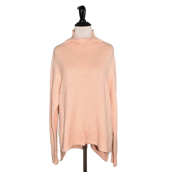 FREE PRESS NEW $30 Long Sleeve Turtleneck High Low Sweater Coral Pale Small - Picture 1 of 3